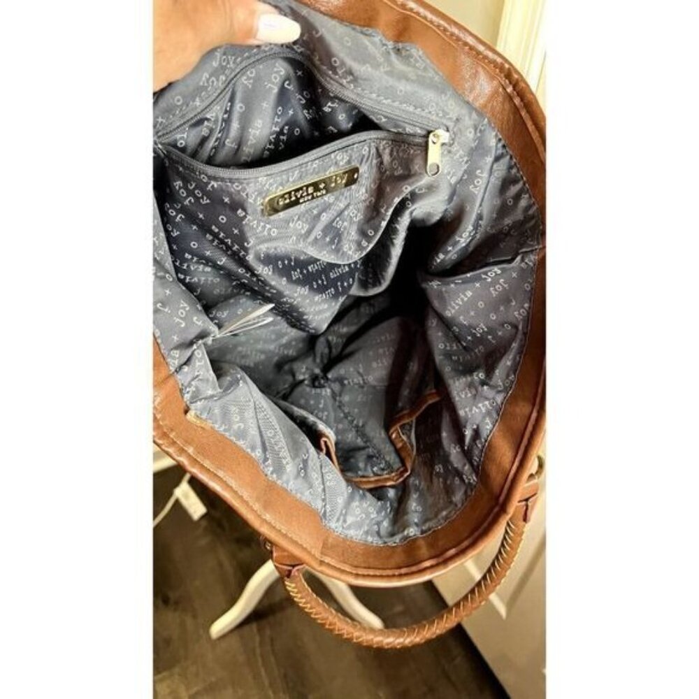 Olivia & Joy New York Woven Faux Leather Trim Braided Strap Tote Shoulder bag - Picture 10 of 10